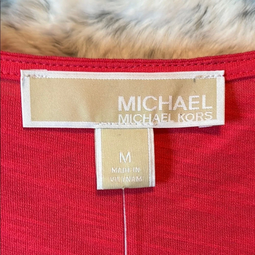 Michael Kors Relaxed Coral Cold Shoulder Cut Out Blouse M NWT